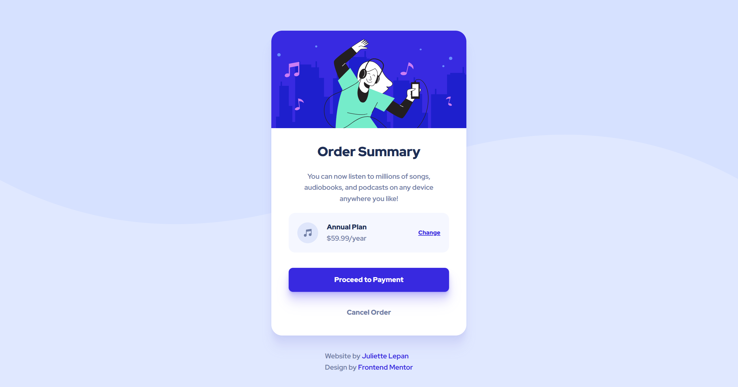 prévisualisation du projet order summary component
