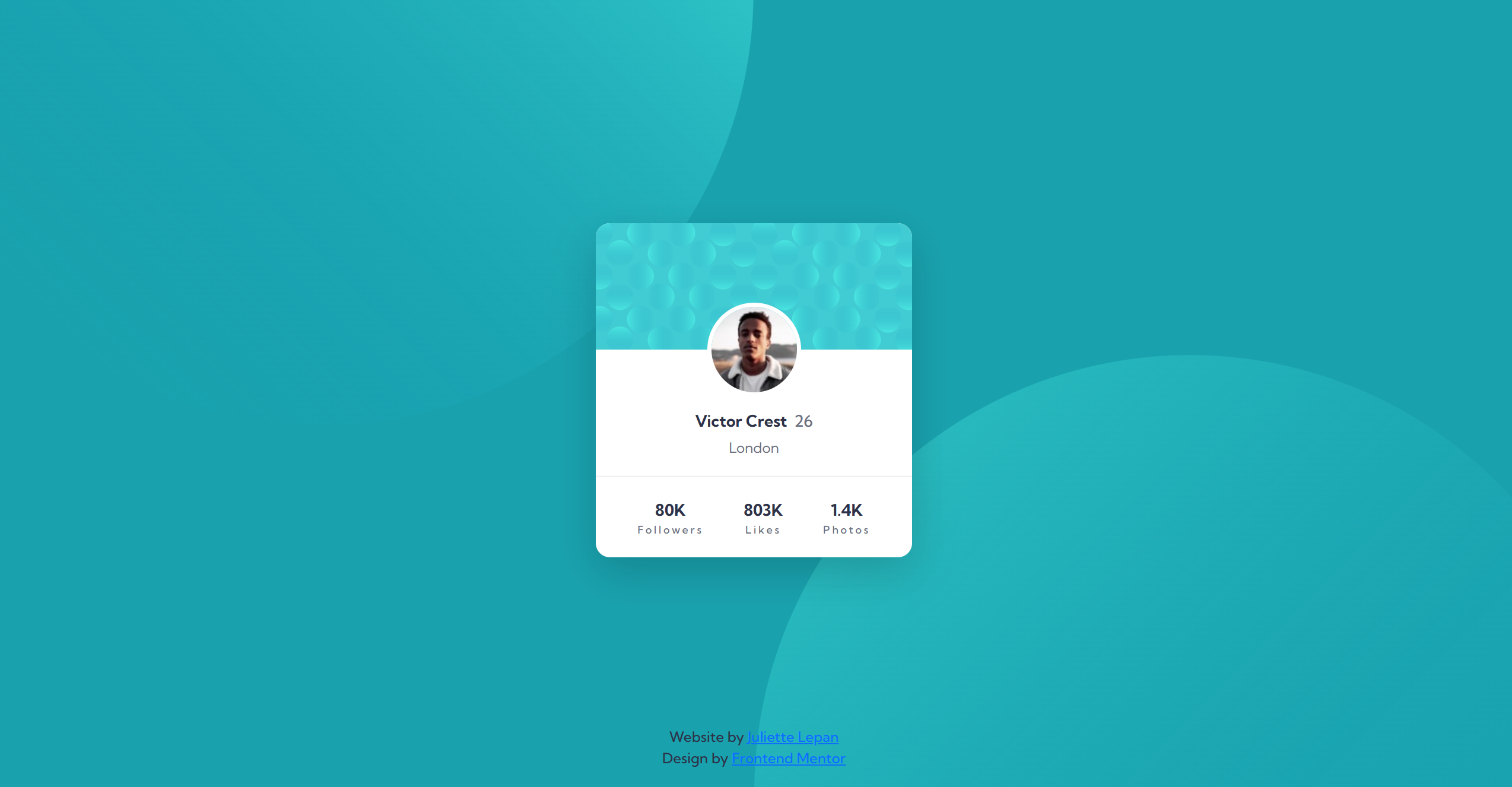 prévisualisation du projet profile card component